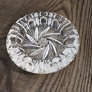 Vintage Pinwheel Mid Century Modern Crystal Cut Ashtray
